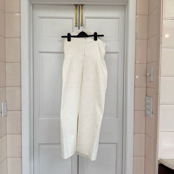 Mara Hoffman Maia White Linen Strapless Dress with Rose - Picture 11 of 12